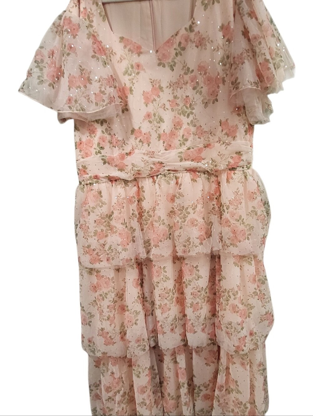 JESSAKAE Pink Floral Teired Dress